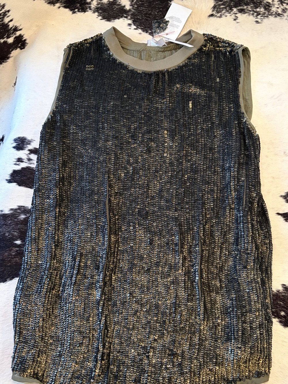 Sequin ASOS Olive Sequin Sleeveless Top Longer Fit size 16